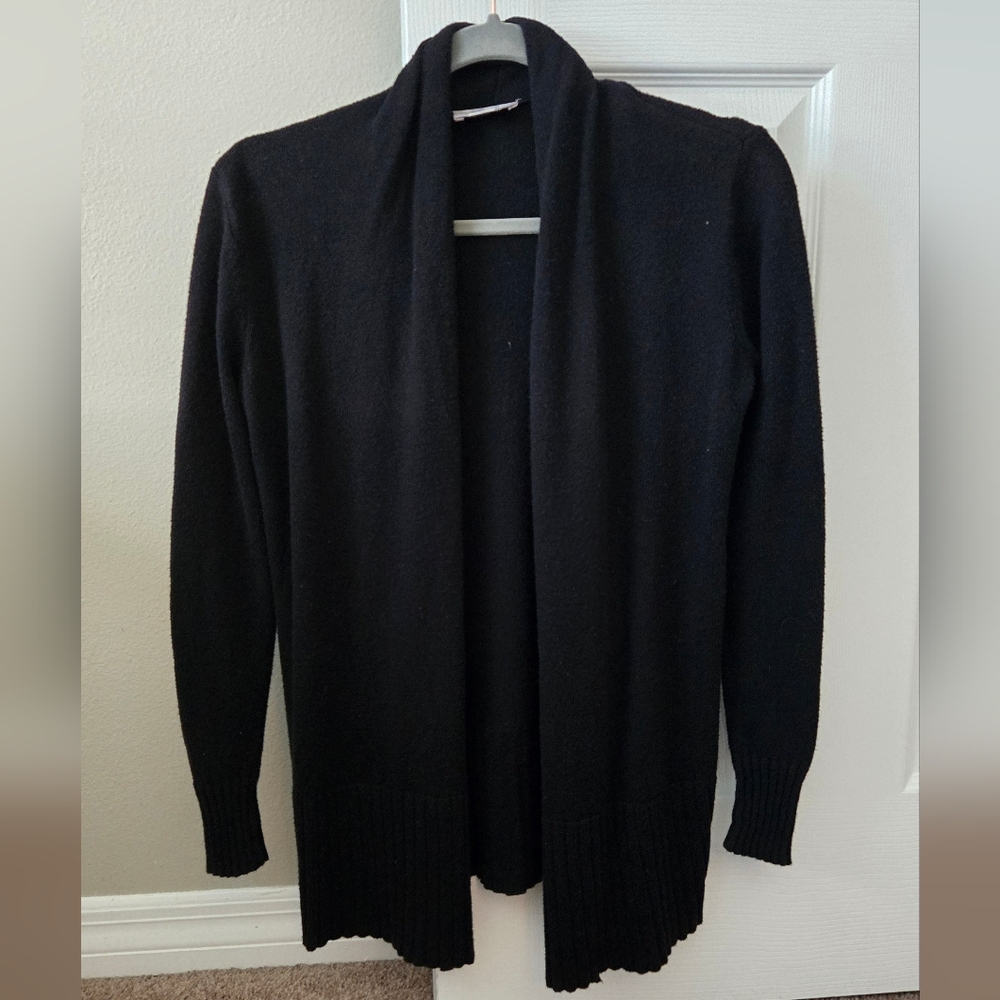 LOFT Black Knit Open Front Cardigan